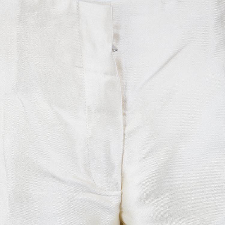 Pre Owned Dior Cream Silk Pants M