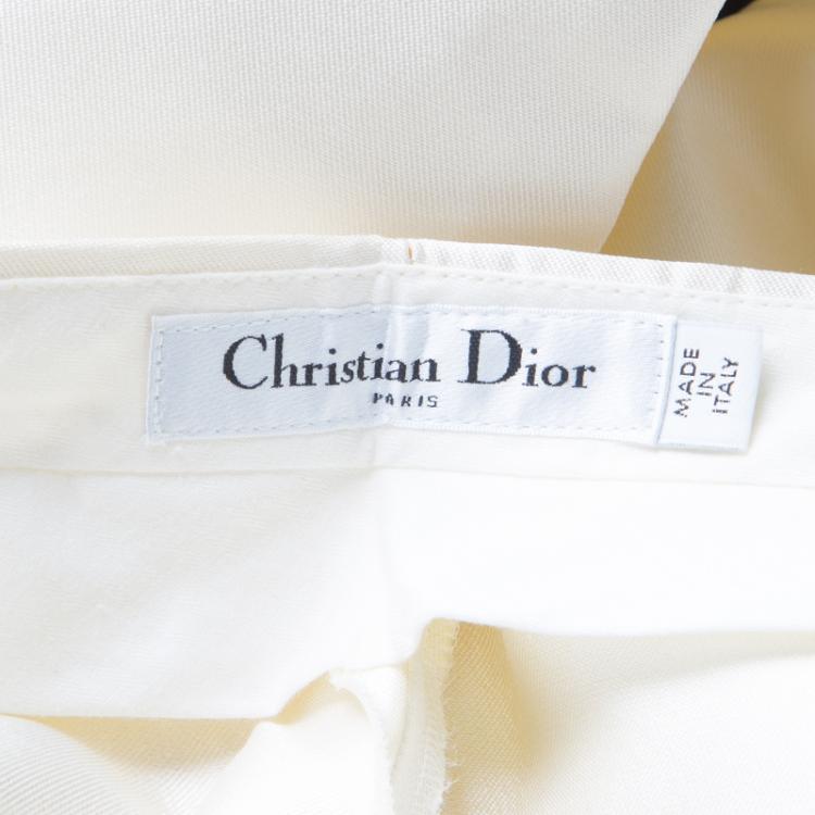 Pre Owned Dior Cream Silk Pants M