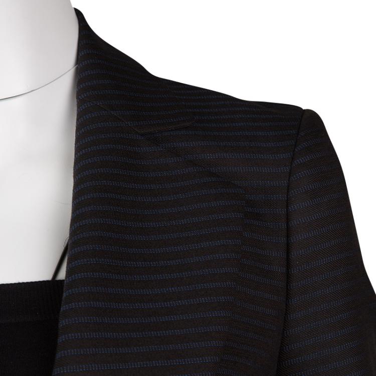 Pre Owned Dior Black and Blue Striped Wool Tailored Blazer S