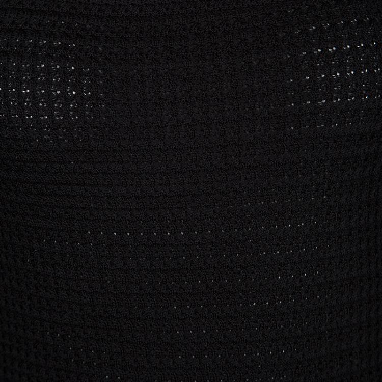 مملوكة مسبقًا Dior Black Cotton Silk Knit Cutout Detail Off Shoulder Top L