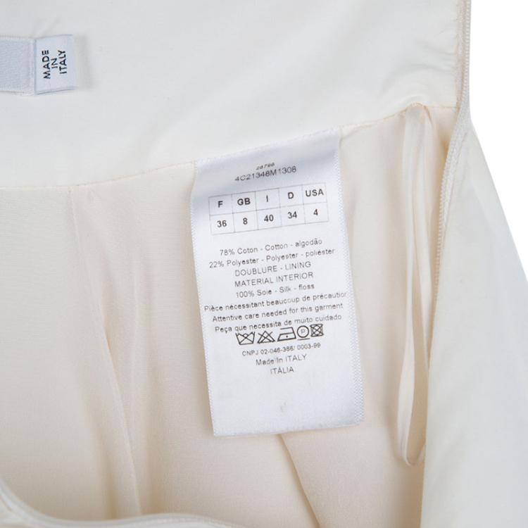 Pre Owned Dior Off White Gathered Cotton Blend Tulle Underlay Dirndl Midi Skirt S