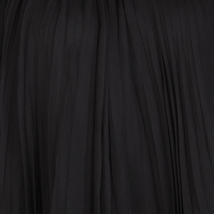 مملوكة مسبقًا Dior Black Plisse Silk Layered Neck Tie Detail Sleeveless Knit Top L