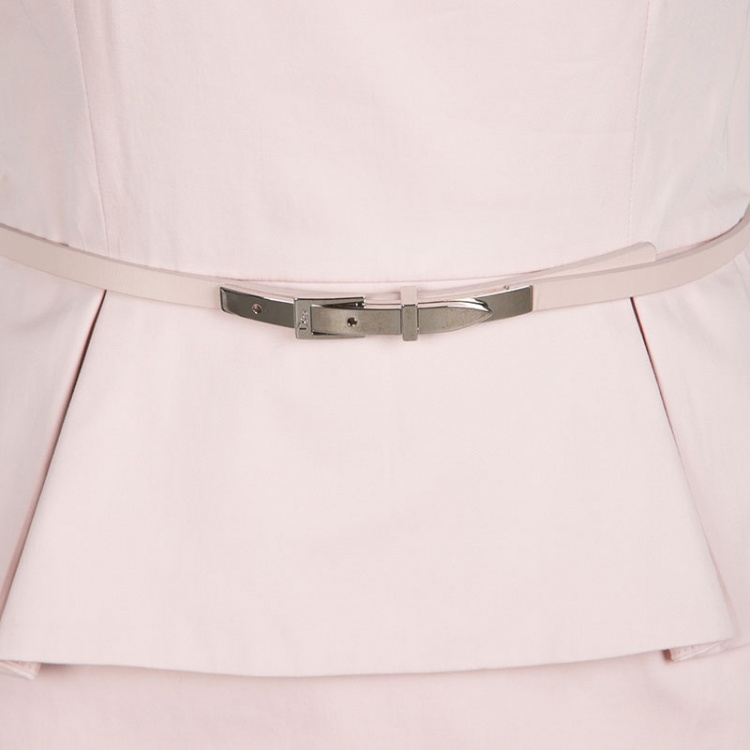 Pre Owned Dior Blush Pink Stretch Cotton Sleeveless Belted Peplum Dress S