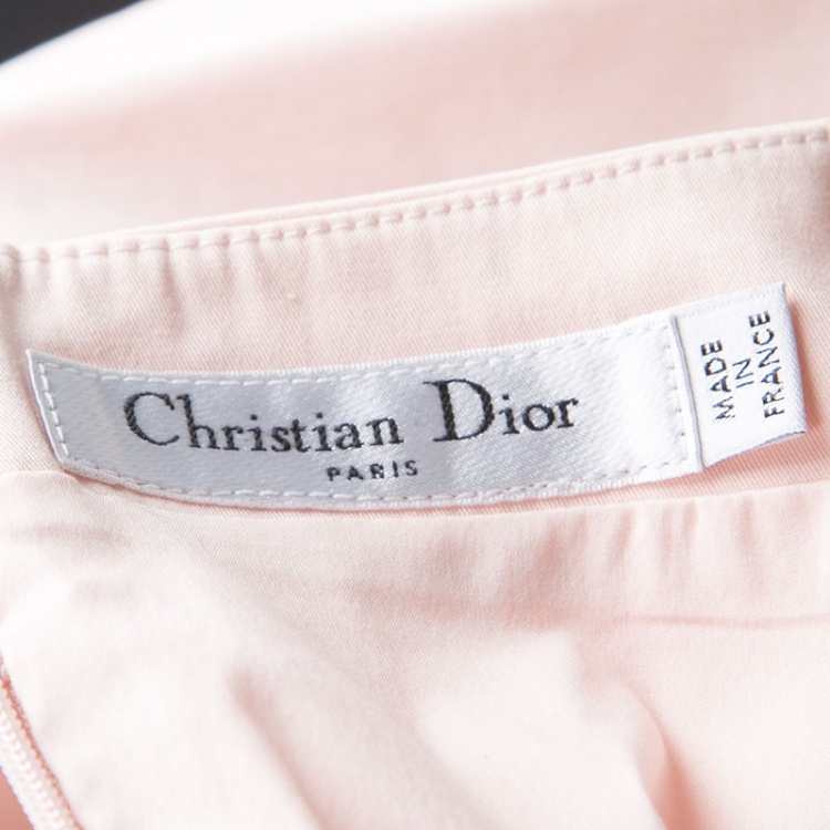 Pre Owned Dior Blush Pink Stretch Cotton Sleeveless Belted Peplum Dress S