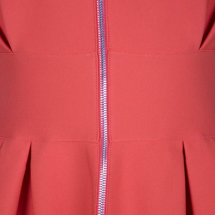 Pre Owned Dior Orange Pleat Detail Zip Front  Dress M