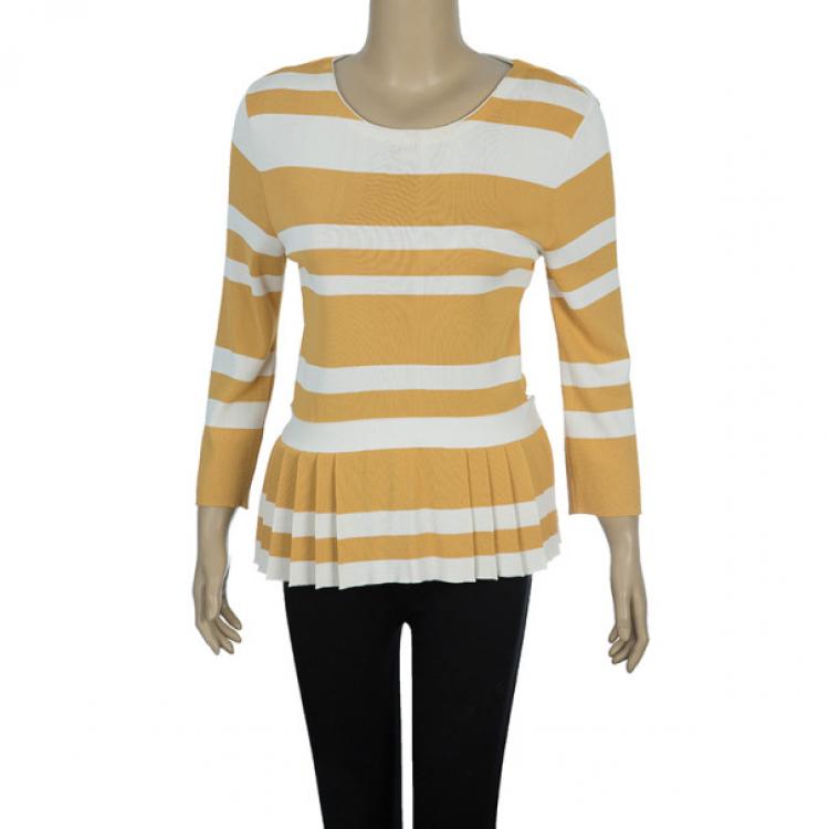 Pre Owned Dior Striped Pleated Top M