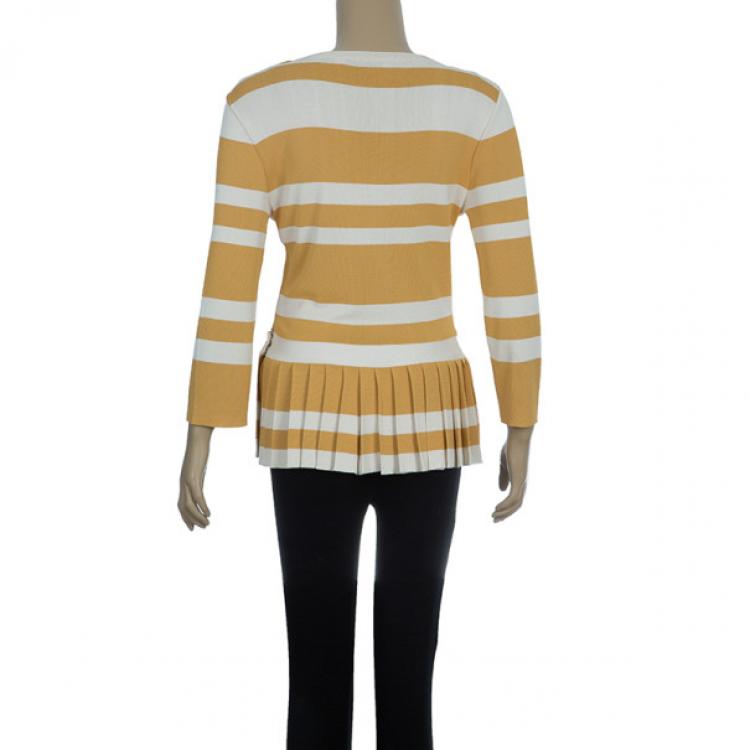 Pre Owned Dior Striped Pleated Top M