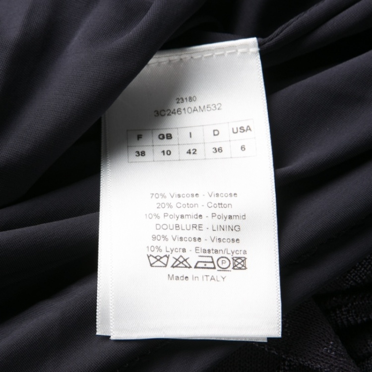 Pre Owned Dior Grey Patterned Jaquard Rib Knit Sleeveless Fit and Flare Dress M