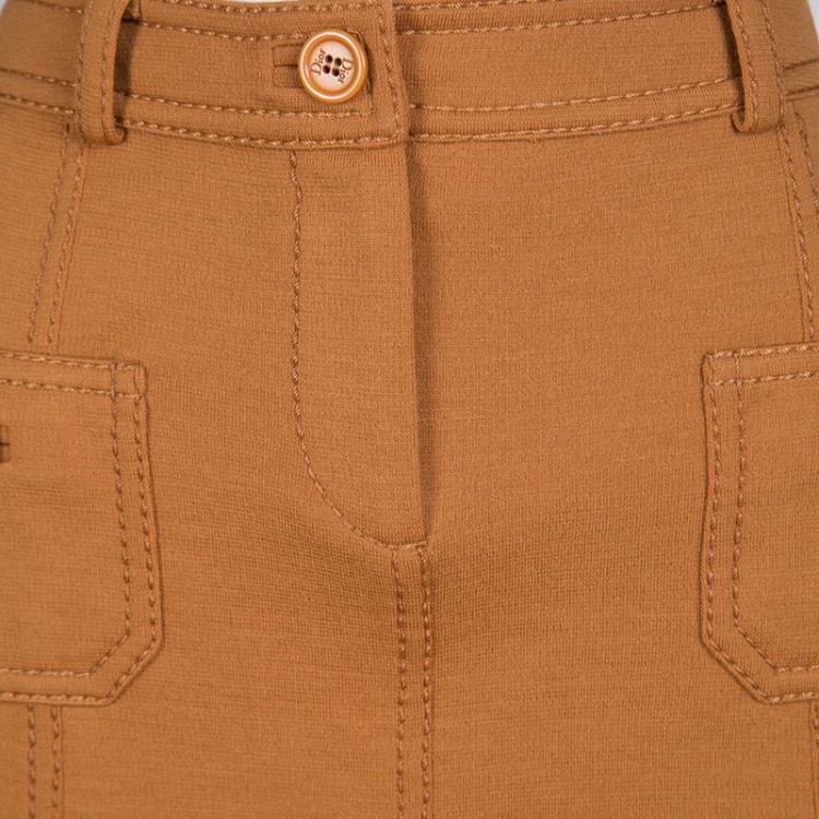 Pre Owned Dior Burnt Orange Velvet Panel Detail Skirt M