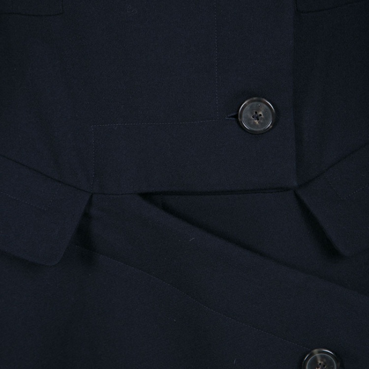 Pre Owned Dior Navy Blue Wool Over Coat L
