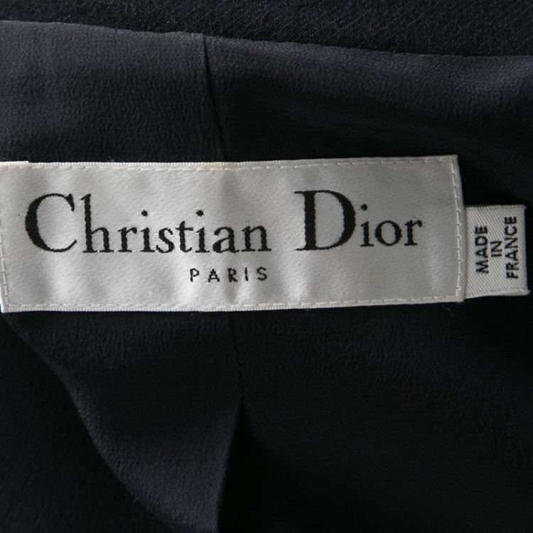 Pre Owned Dior Navy Blue Wool Over Coat L