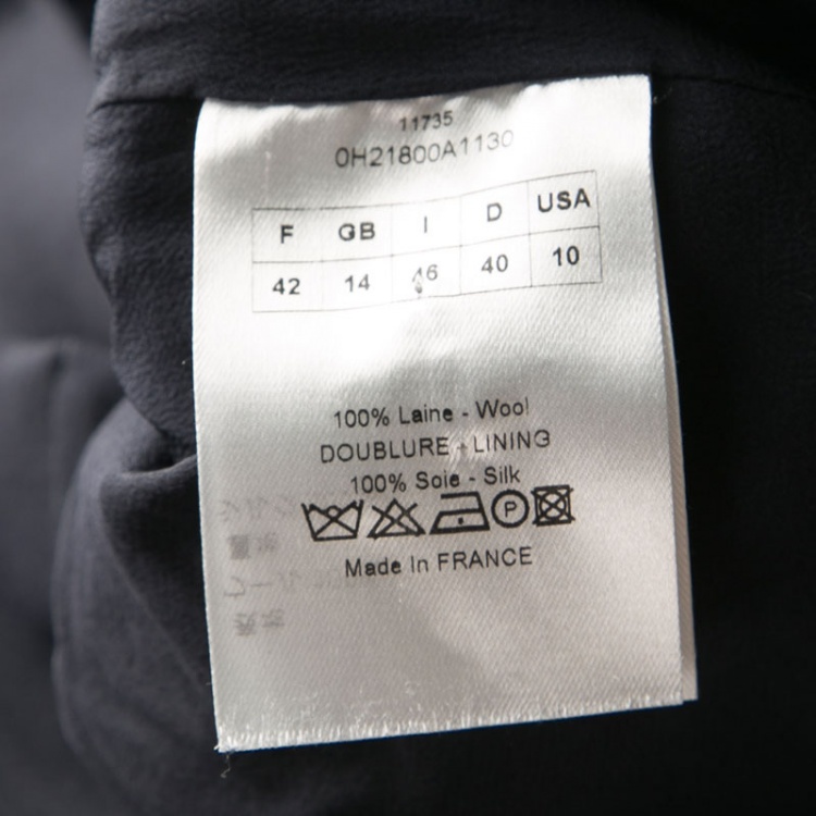 Pre Owned Dior Navy Blue Wool Over Coat L