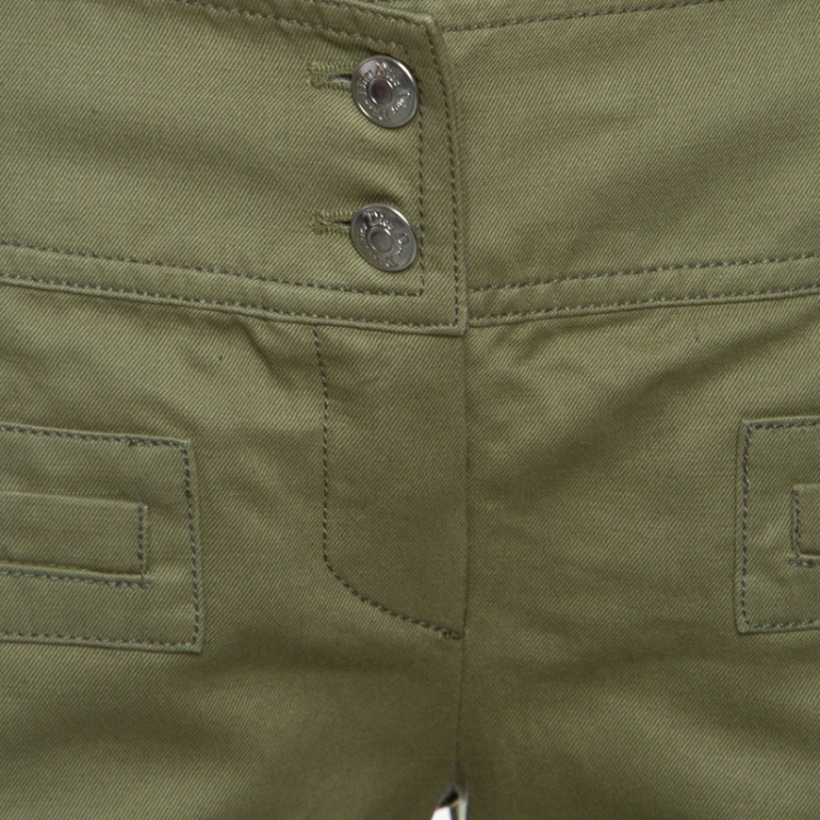 Pre Owned Dior Boutique Vintage Khaki Green Cotton and Linen Flared Pants S
