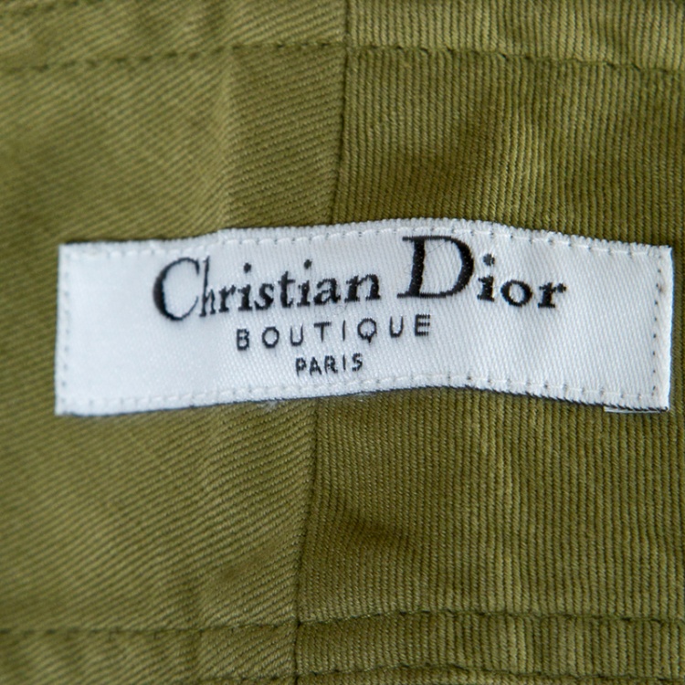 Pre Owned Dior Boutique Vintage Khaki Green Cotton and Linen Flared Pants S