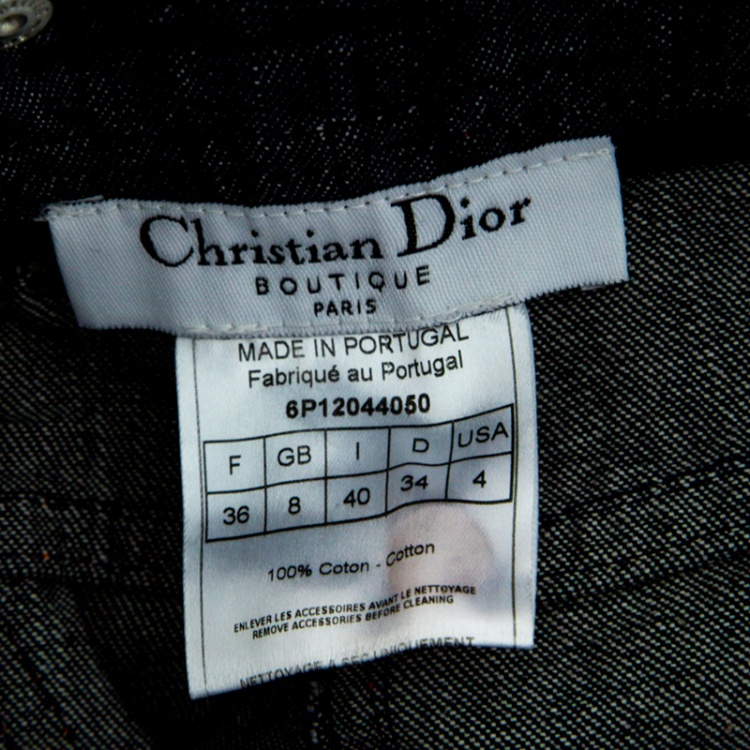 Pre Owned Dior Flight Line Indigo Logo Printed Denim Three Quarter Pants S