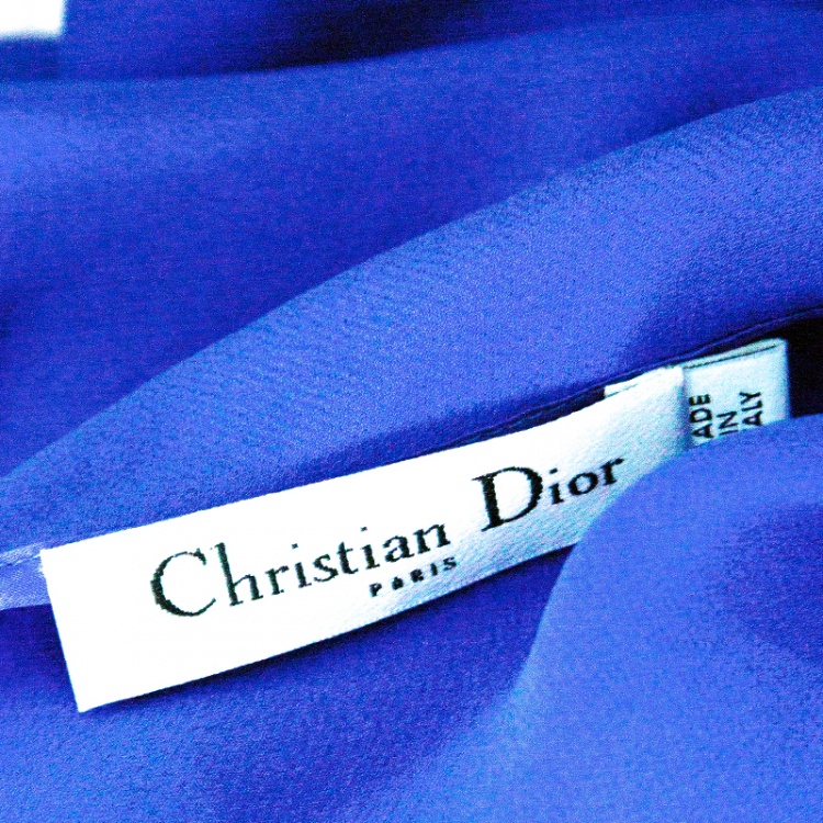Pre Owned Dior Royal Blue Silk Cowl Back Detail Sleeveless Body Suit S