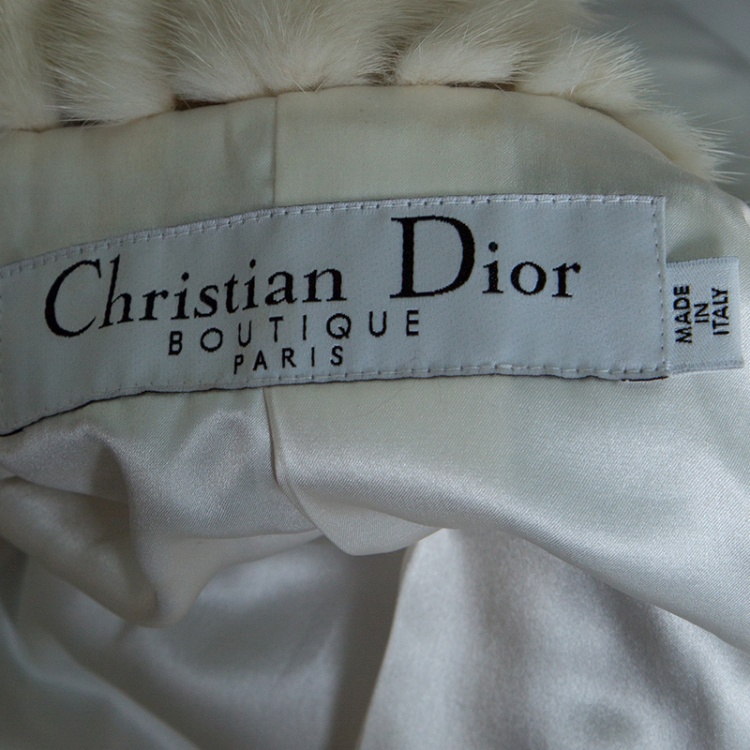 Pre Owned Dior Brown and Off White Mink and Calfskin Paneled Jacket M