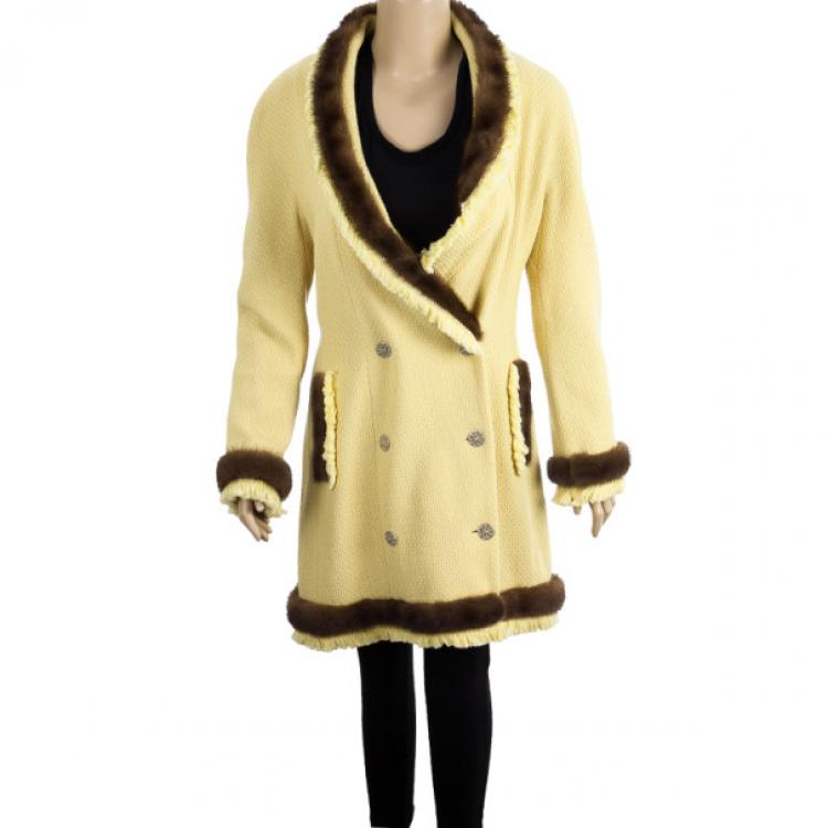 Pre Owned Dior Mink Trim Coat M