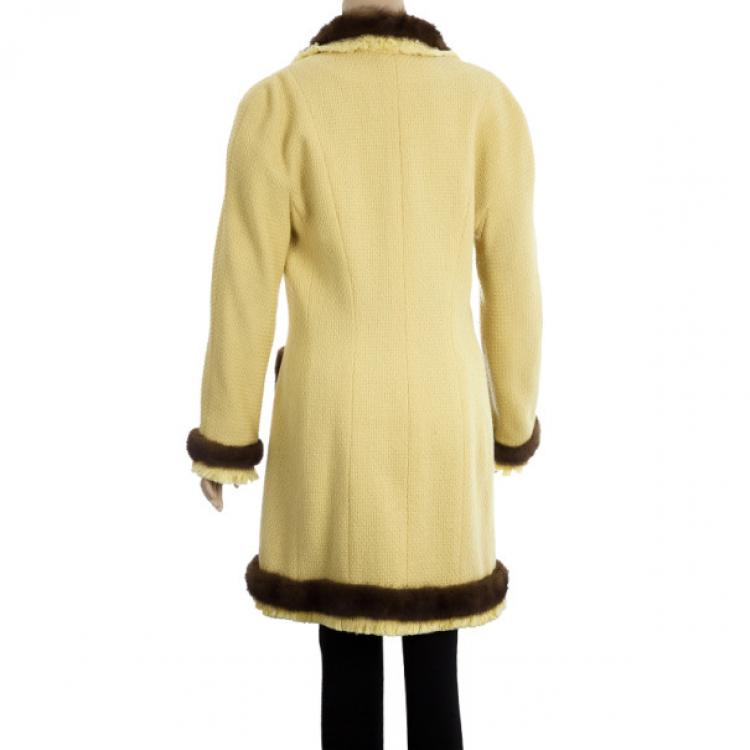 Pre Owned Dior Mink Trim Coat M