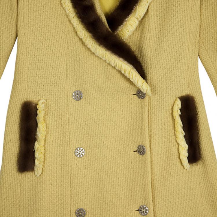 Pre Owned Dior Mink Trim Coat M