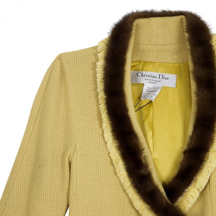 Pre Owned Dior Mink Trim Coat M