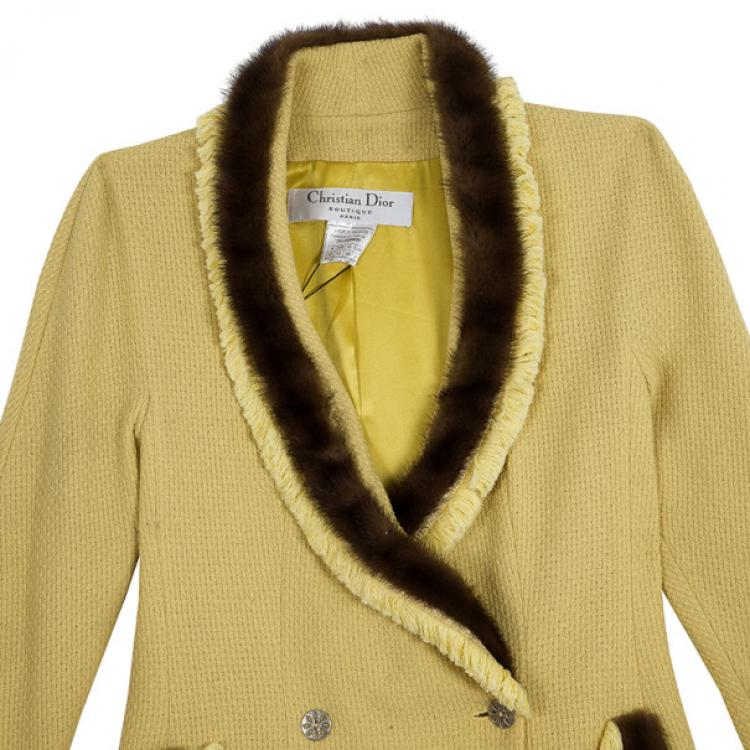 Pre Owned Dior Mink Trim Coat M