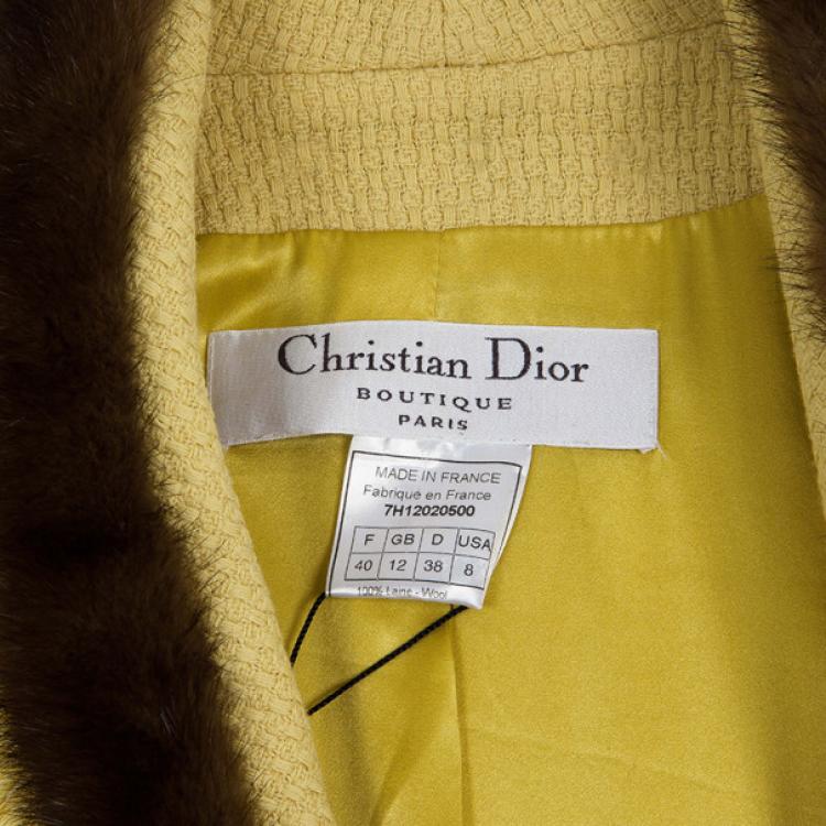 Pre Owned Dior Mink Trim Coat M