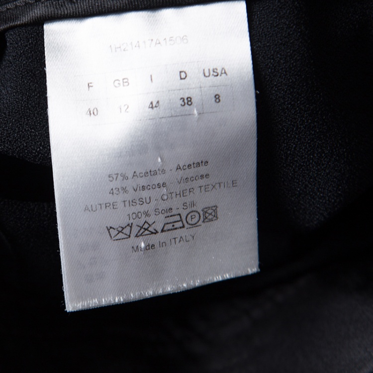 Pre Owned Dior Black Crepe Silk Trim High Waist Fold Over Pants M