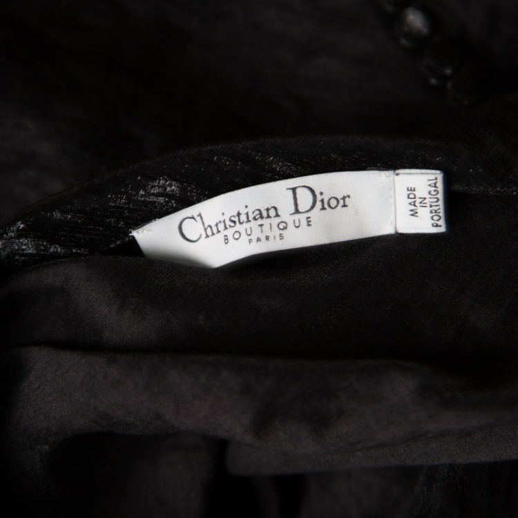 Pre Owned Dior Metallic Black Sleeveless Draped Top S