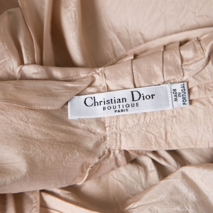 Pre Owned Dior Boutique Beige Draped Silk Sleeveless Top S