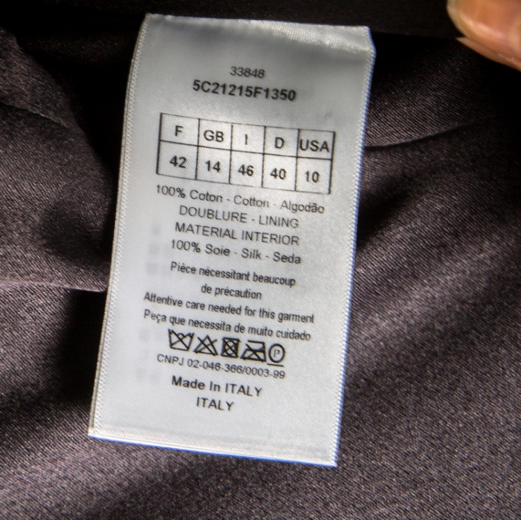 Pre Owned Dior Multicolor Cotton Textured Frayed Hem Dress Coat L