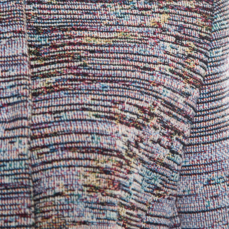 Pre Owned Dior Multicolor Cotton Textured Frayed Hem Dress Coat L