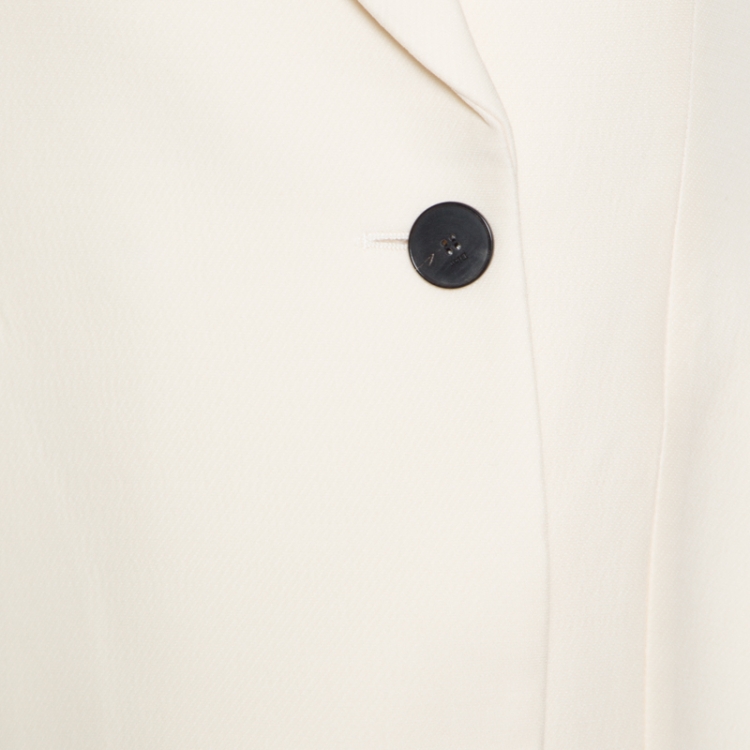 Pre Owned Dior Cream Silk and Wool Applique Detail Sleeveless Coat L