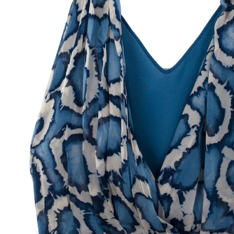 Pre Owned Dior Printed Silk Sheer Top S