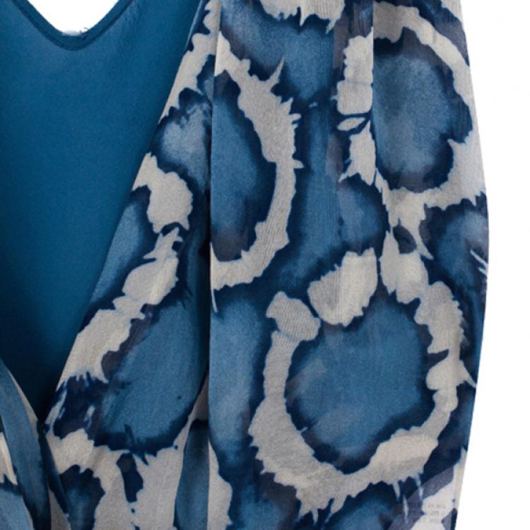 Pre Owned Dior Printed Silk Sheer Top S