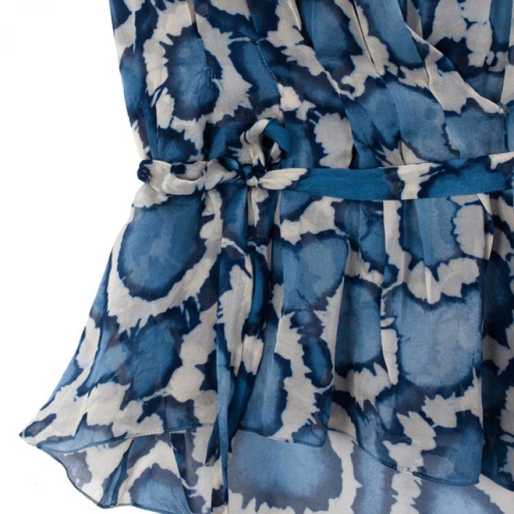 Pre Owned Dior Printed Silk Sheer Top S