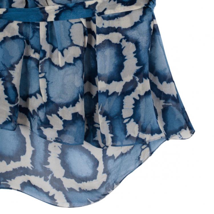 Pre Owned Dior Printed Silk Sheer Top S