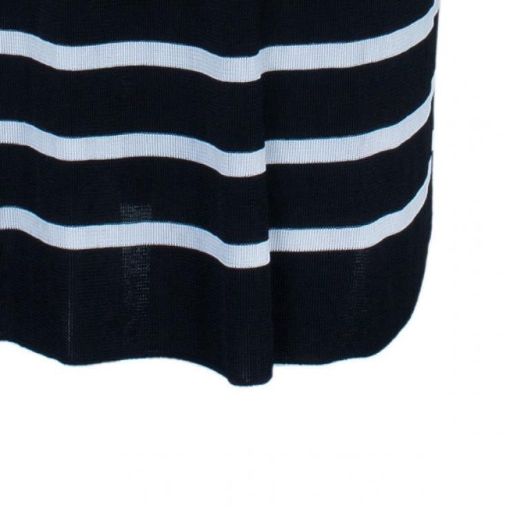 Pre Owned Dior Monochrome Striped Flare Dress L