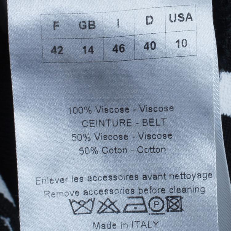 Pre Owned Dior Monochrome Striped Flare Dress L