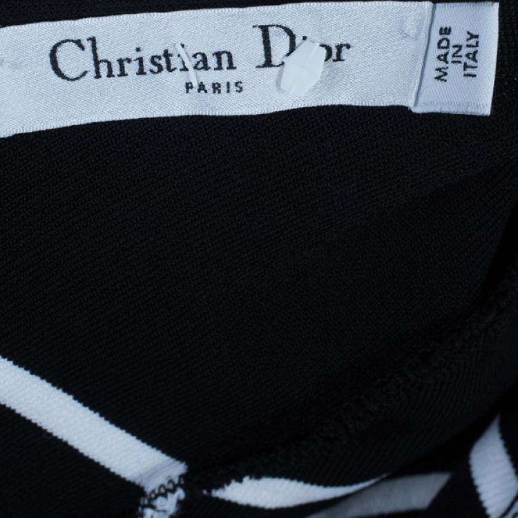 Pre Owned Dior Monochrome Striped Flare Dress L
