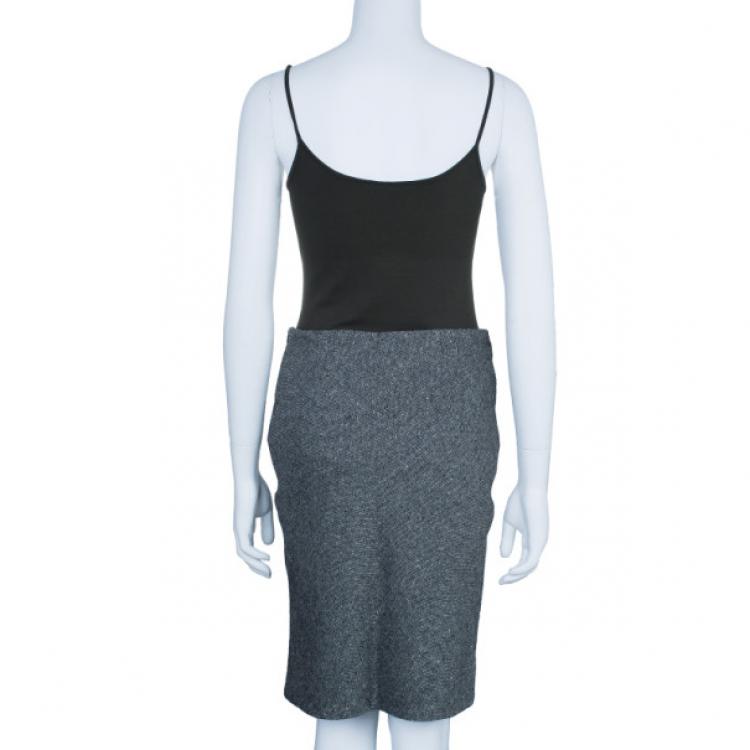 Pre Owned Dior Grey Wool Pencil Skirt M