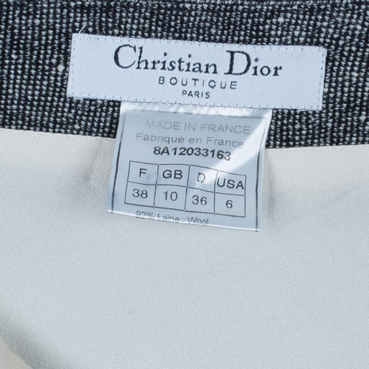 Pre Owned Dior Grey Wool Pencil Skirt M