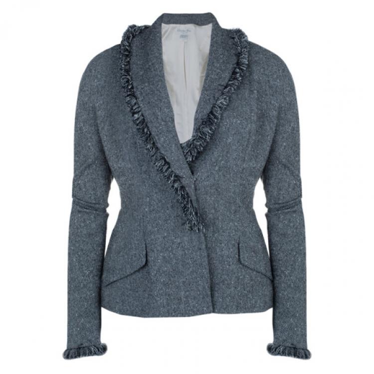 Pre Owned Dior Grey Wool Skirt Suit M/L