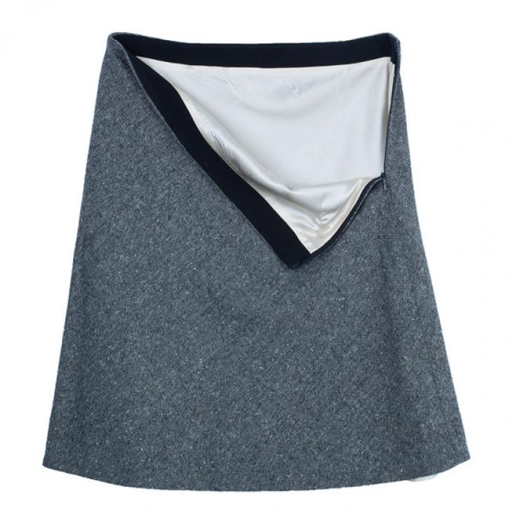 Pre Owned Dior Grey Wool Skirt Suit M/L