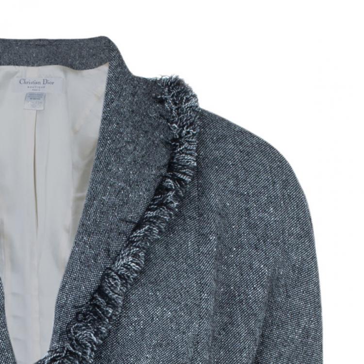 Pre Owned Dior Grey Wool Skirt Suit M/L