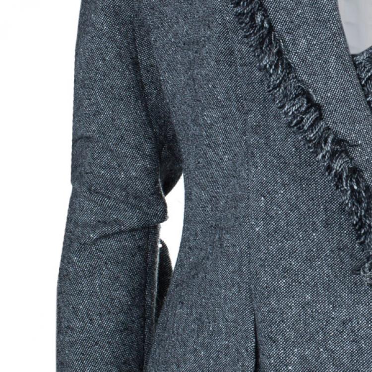 Pre Owned Dior Grey Wool Skirt Suit M/L