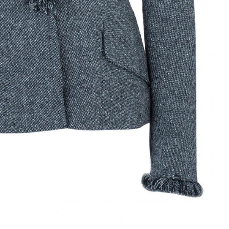 Pre Owned Dior Grey Wool Skirt Suit M/L