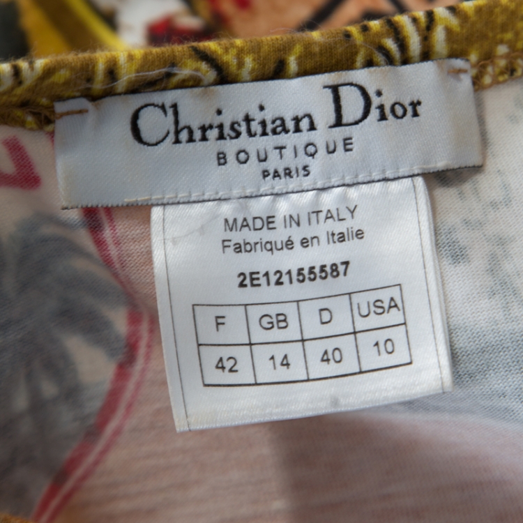 Pre Owned Christian Dior Multicolor Printed Cotton Jersey Tank Top L