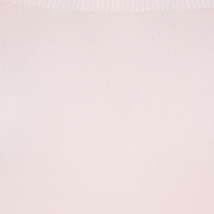 Pre Owned Dior Blush Pink Wool Embellished Strap Detail Cold Shoulder Crop Top S