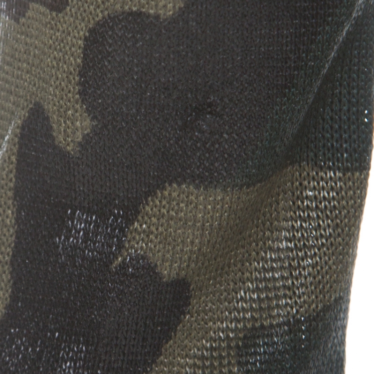 مملوكة مسبقًا Christian Dior Green Metallic Camouflage Print Cropped Cardigan M